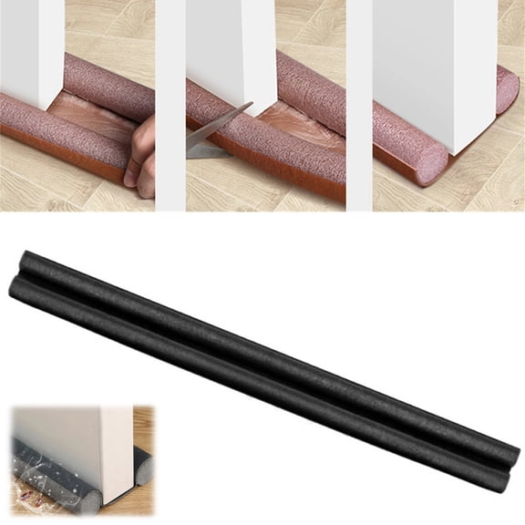 Double Sided Under Door Seal Insulation Foam Draft Excluder,Bottom Door Gap Filler Draft Stopper,Weather Stripping Noise Blocker Size Adjustable (Black)