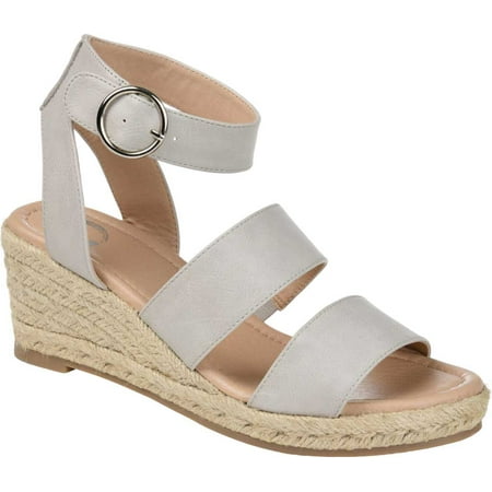 

Women s Journee Collection Norra Espadrille Ankle Strap Wedge Sandal Stone Faux Leather 8 M