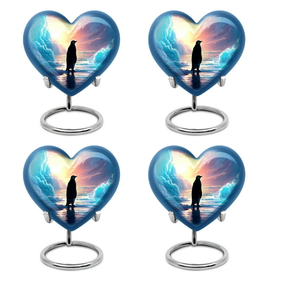 SABURIAL Penguin Urn - Cremation For Ashes - 3 Inch - Pack Of 4 - Funeral Urns - Decorative For Mom & Dad - Memorial Urns