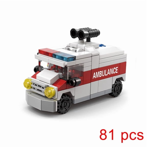 482pcs 6 in 1 Transformation City Car Technical Ambulance Vehicles Fire Police Trucks Model Building Blocks Children Brick Toy