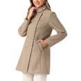 thumbnail image 4 of Abrigos de trench de invierno Inspire Chic para mujer, abrigo de doble botonadura con cuello de pie, XL, marrón, 4 of 6