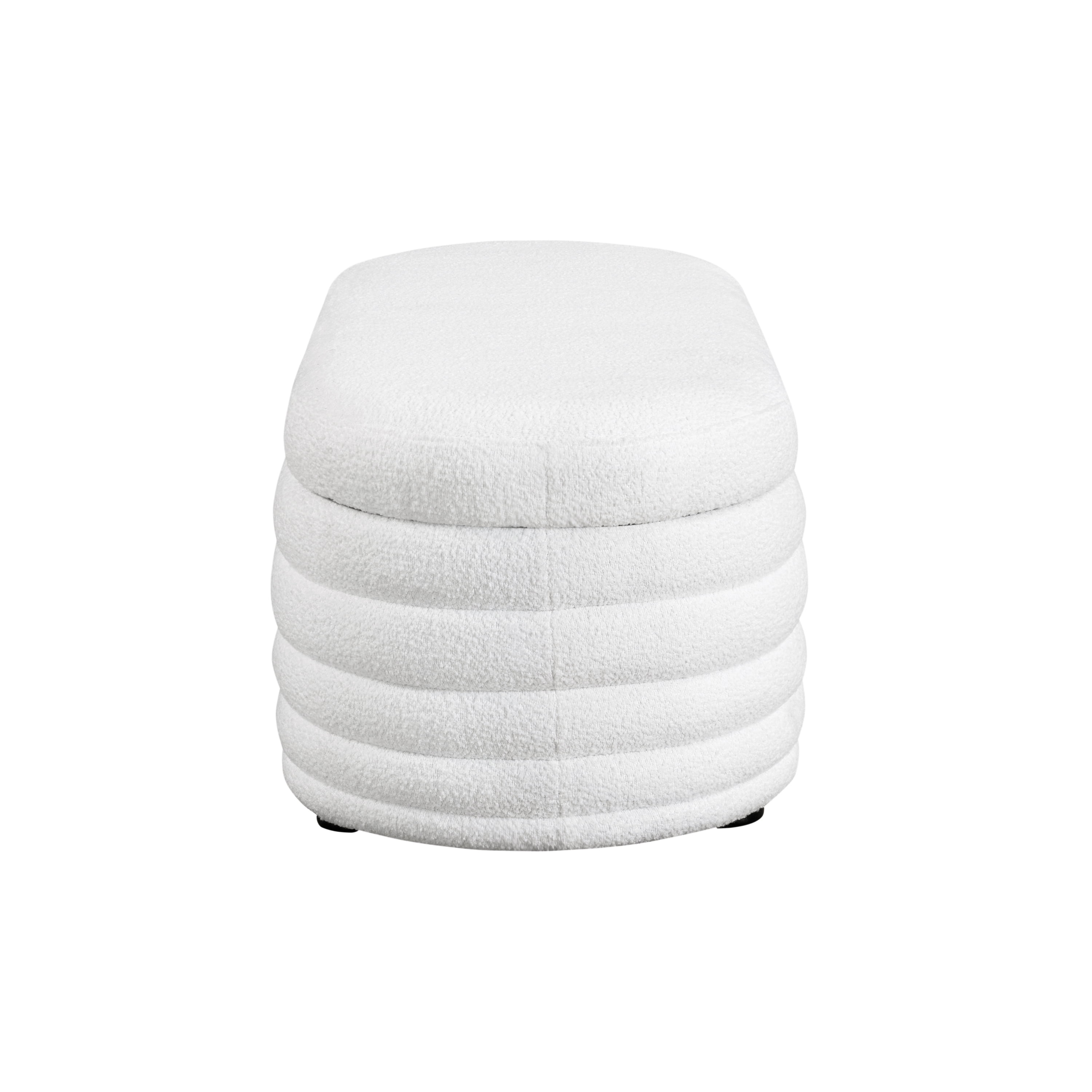 Studio Living Livingston Modern Storage Ottoman, White Boucle Fabric