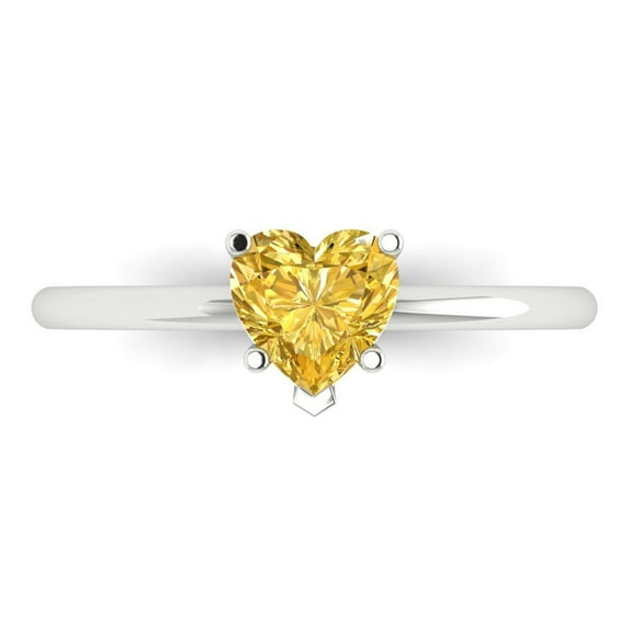 1.25 ct Heart Cut Natural Citrine Solitaire 14K White Gold Womens Engagement Ring