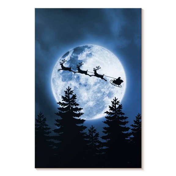 Elephant Stock Santa Is Coming For Christmas Wall Art - Vertical Canvas Wall Art - Living Room Wall Decor - Holiday Canvas - Black And Blue Decor By Arizrab - 8" x 12"