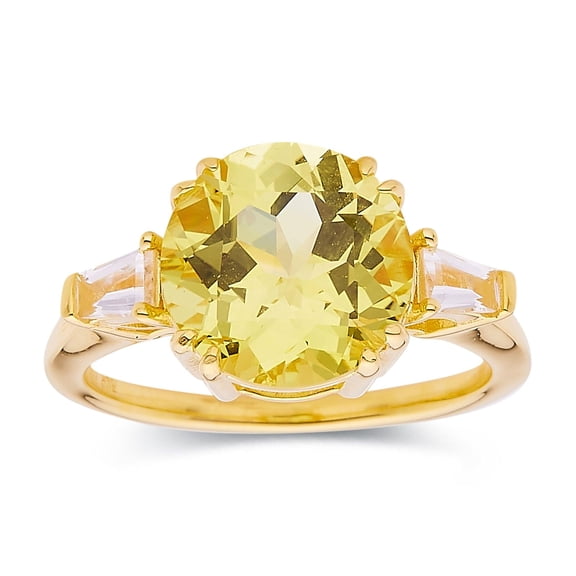 Lab Grown Canary Yellow Sapphire Solitaire Ring or Women in 18K Yellow Gold Plated Sterling Silver- Yellow Cocktail Rings For Her