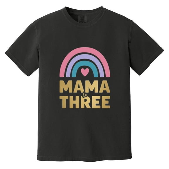 Womens Mom Of Three Third Baby Announcement Mothers Day Multi Child Family Comfort Color T-Shirt, Unisex, up to size 4XL