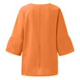 thumbnail image 4 of CHOK Chemises en Coton et Lin à Manches 3/4 pour Femmes, Blouses Décontractées à Col Rond, Coupe Ample, T-Shirts d'Été, 4 of 4