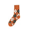 thumbnail image 2 of Viluyesy Womens Crew Socks, Checked Breathable Anti-Slip Thicken Warm Winter Stretch Casual Socks Orange, 2 of 6