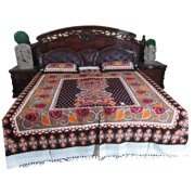 Mogul Bedspread Bed Cover Cotton Tapestry Galicha Rose Printed Coverlet Plus 2 Pillow Covers