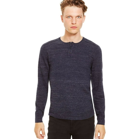 Kenneth Cole Mens Marled Slub Pullover Sweater, Blue, XX-Large