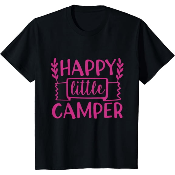 Kids Happy Little Camper Shirt Cute Camping Gift For Girls T-Shirt
