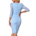 thumbnail image 3 of INSPIRE CHIC Women's Elegant Lace Dress 3/4 Sleeve Wedding Guest Bodycon Cocktail Dresses XS Light Blue, 3 of 4