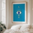 thumbnail image 6 of Mystic moon goddess eye - gold and blue - Illustration Mystical Spiritual Geometric Cosmic Moon Modern Art Surrealism Unframed Wall Art Print 24 x 32 inches, 6 of 13