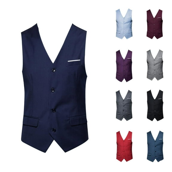 Miluxas Men's Suit Vest Slim Fit formal Dress Waistcoat Casual Business Vests for Suit or Tuxedo Red