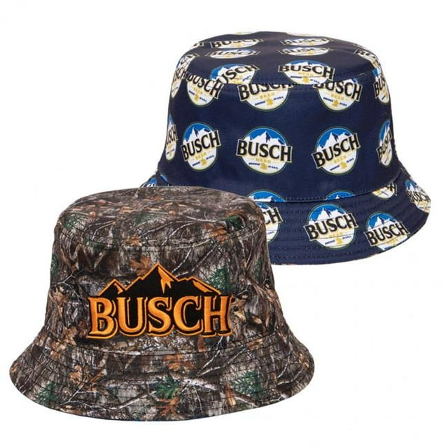 Busch Étiquette de Bière Partout Réversible Camo Texte Chapeau de Seau