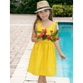 thumbnail image 3 of Aideaone Girls Dresses Sleeveless Summer Dress Bowknot Strap Polka Dot V Neck Sundress Yellow 3-10T, 3 of 7