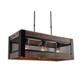 thumbnail image 2 of 24 Inch Wide, Wood Wooden Rectangular Farmhouse Pendant Wire Mesh 3 - Light, 2 of 10