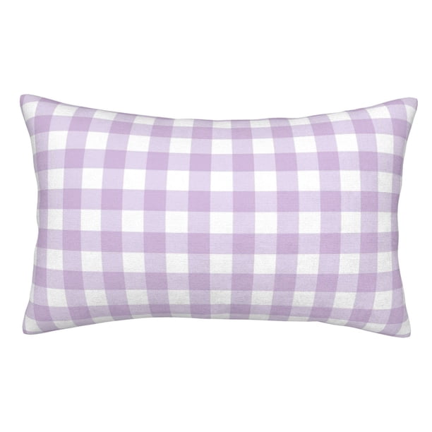 Fotbe Purple Checkboard Funda de Almohada Decorativa Estilo Occidental, Lujo en Algodón, Fundas para Almohadas King, Cojín Estampado para Decoración del Hogar-14"x20"