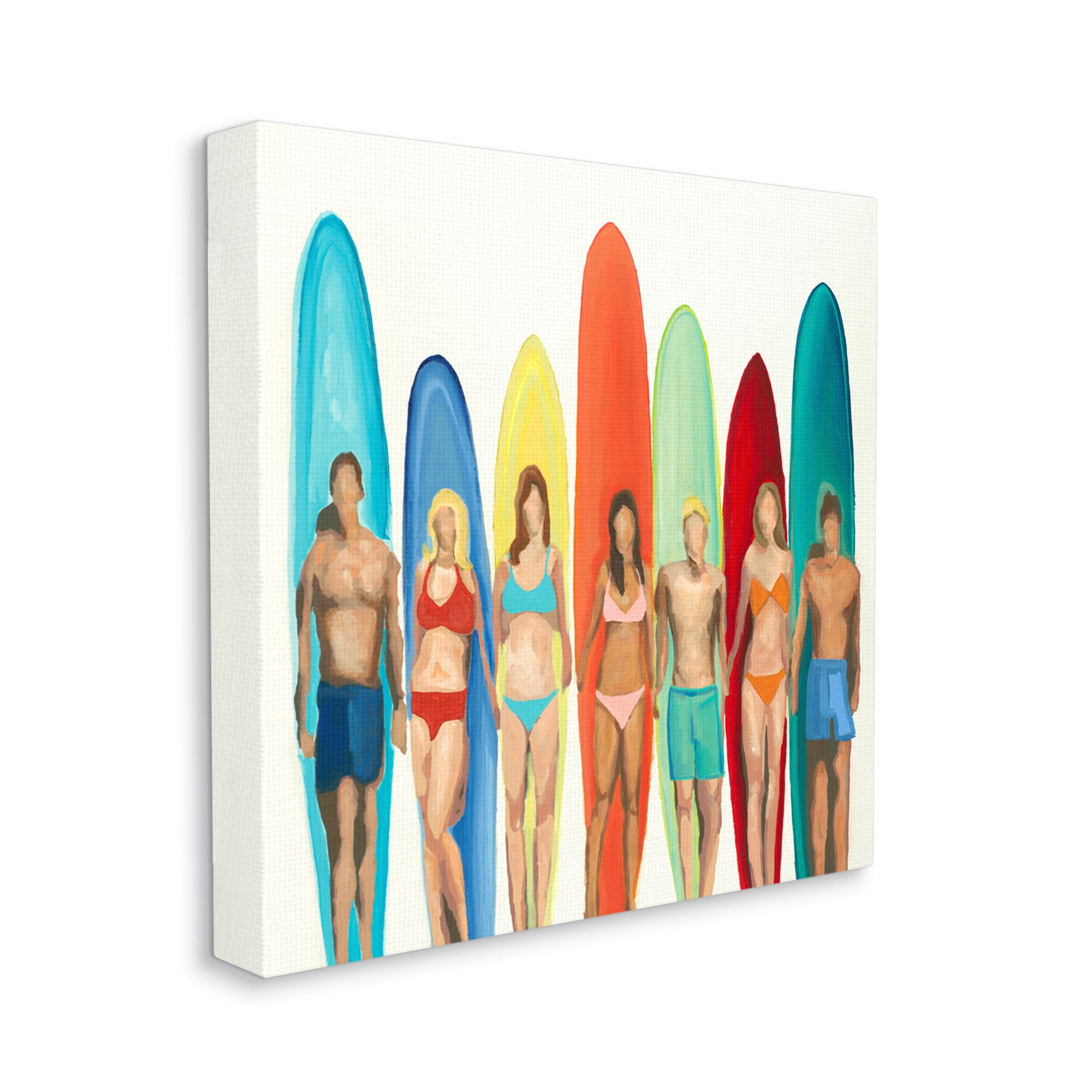 Stupell Industries Surfers & Boards Summer Sports Painting Gallery Wrapped Canvas Print Wall Art, 24 x 24