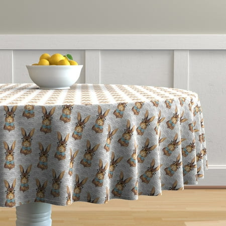 nerdy hipster geeky tablecloth sateen rabbit bunny easter cotton round baby