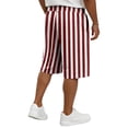 thumbnail image 5 of HKYNLAG Men's Summer Beach Shorts Elastic Waist Drawstring Striped Bermuda Shorts Casual Vacation Holiday Shorts with Pockets Wine 5XL, 5 of 5