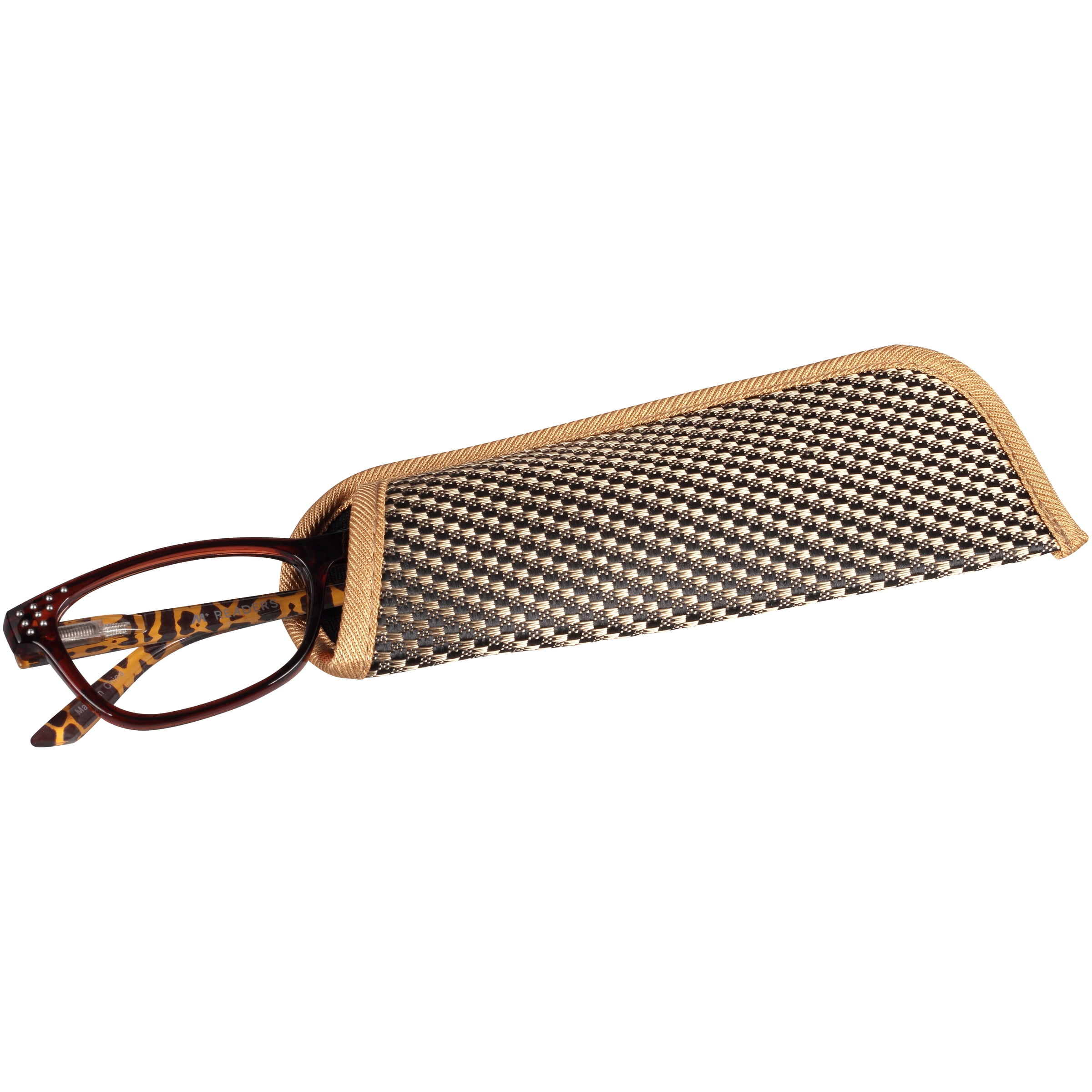 M Readers Women's Joan +1.25 Rectangle Reading Glasses with Case, Brown