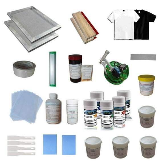 TECHTONGDA 1 Color Silk Screen Printing Kit Simple Materials Combination Package Stretched Screen Frame Spatulas