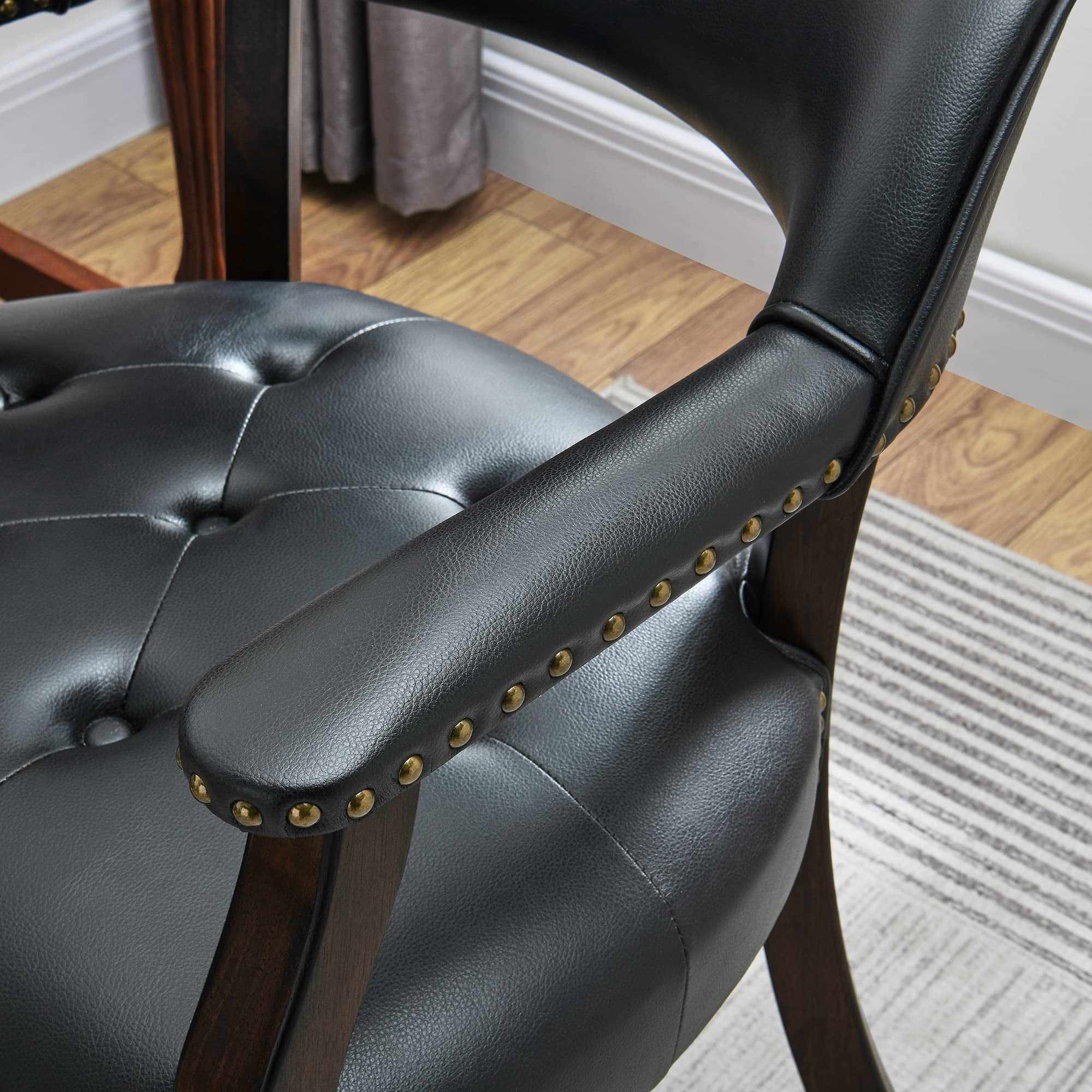 JESONVID Dining Chair with Casters, Captain's Chairs with Rollers Dinette Sets Poker Chairs with Wheels Kitchen Table Rolling Chairs High Back Chair On Caster(Light Wheat 318LT)