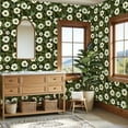 thumbnail image 4 of Peel and Stick Wallpaper 23.6in x 9.8ft Floral White Anemone Flowers Green Leaves Dark Contact Paper Vinyl Waterproof Self Adhesive Wall Paper for Bedroom Shelf Cabinet Renter Friendly, 4 of 8