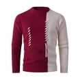 thumbnail image 5 of Men's Mock Turtleneck Sweater Color Block Ribbed Knit Thermal Pullover for Fall and Winter Casual Wear, Ideal for Christmas Parties,Red,M, 5 of 6