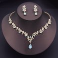 thumbnail image 1 of Ensemble de Bijoux de Mode à Motif Floral de Luxe pour Femmes, Colliers, Boucles d'Oreilles, Accessoires de Robe de Mariée, Vert Opale, 1 of 5
