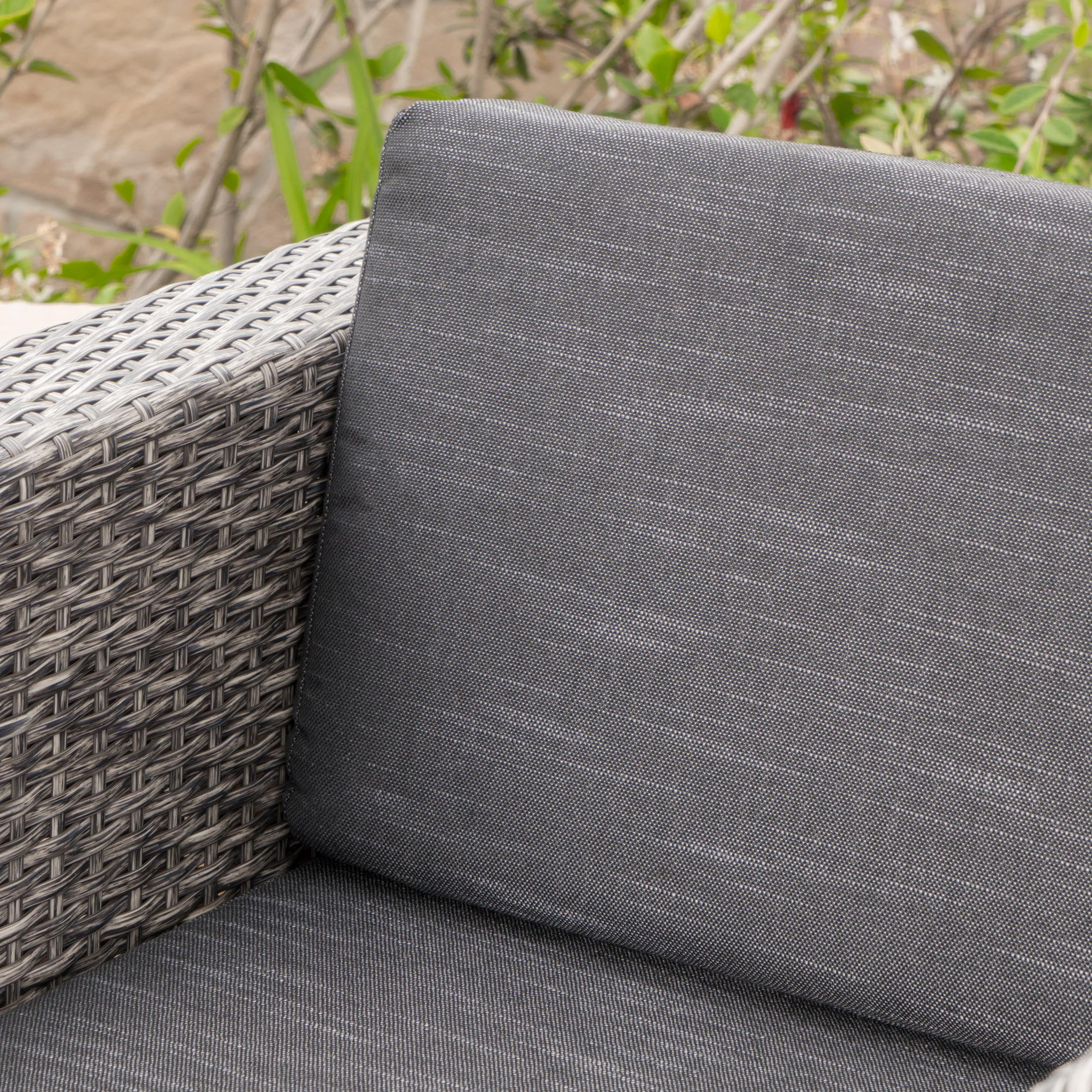 Cascada Outdoor Wicker Club Chair with Cushions, Set of 2, Mixed Black, Dark Grey
