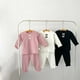 thumbnail image 4 of Odeerbi 0-2 Años Niños Niñas Algodón Pijama Punto Elástico Conjuntos Lazo Manga Larga Tops Pantalones Conjunto Dos Piezas, 4 of 4