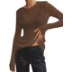 thumbnail image 1 of Top transpirable de cuello redondo y manga larga de color sólido de primavera y verano de estilo europeo y americano para mujer, 1 of 6