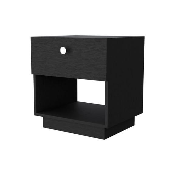 HomeRoots 518174 20 in. One Drawer Nightstand with Integrated Tech, Black