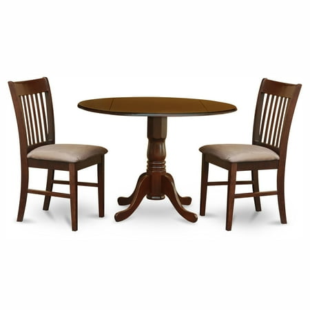 Leaf Dining Room Furniture - East West Furniture Dublin 3 Piece Drop Leaf Dining Table Set with Norfolk Microfiber Seat Chairs