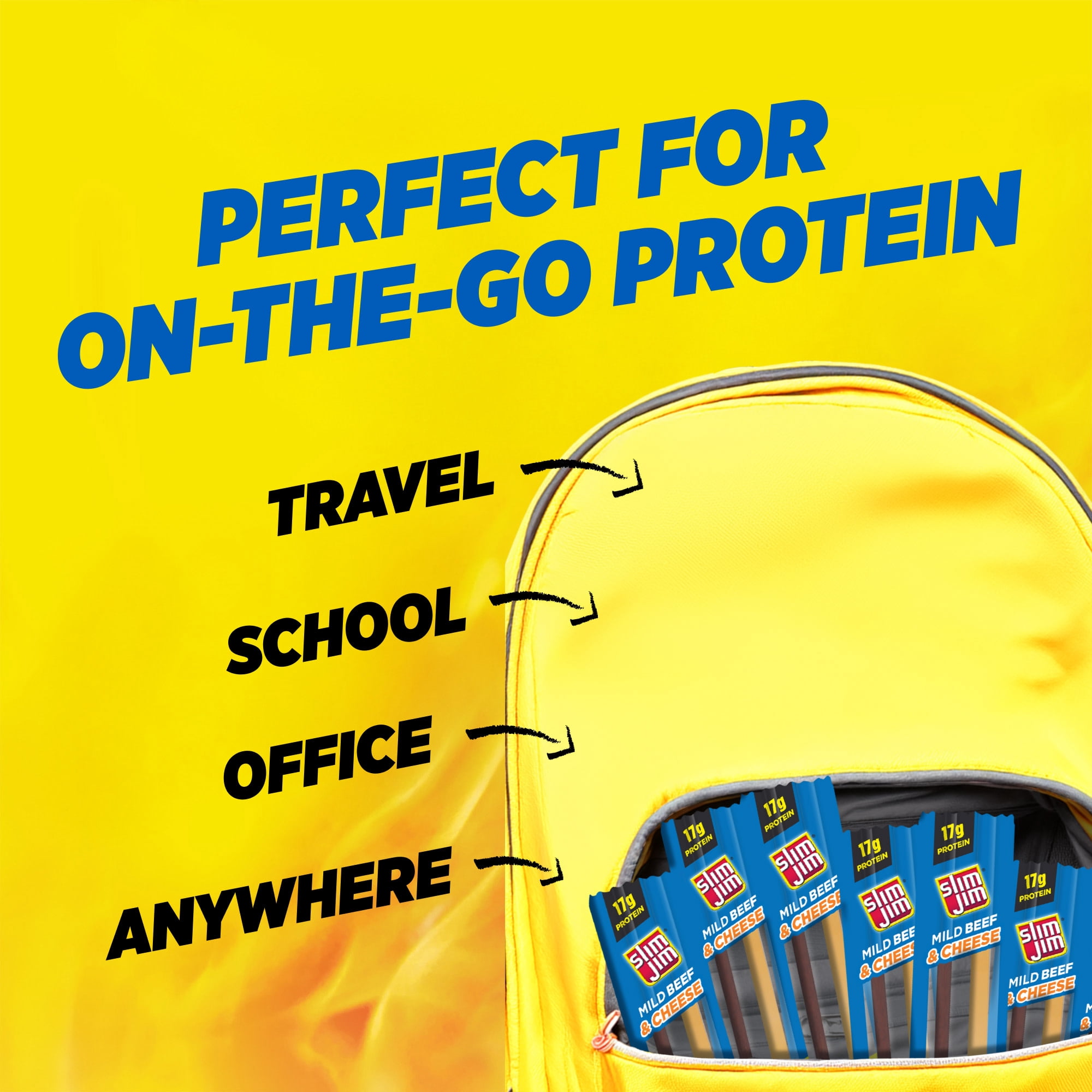 (2 pack) Slim Jim Beef 'N Cheese Smoked Meat Sticks, Mild Flavor, 17g Protein Per Serving, 3.0 oz.