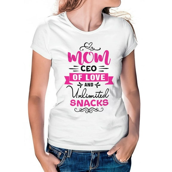 Mom CEO of Love and Unlimited Snacks T-Shirt, Mom's Valuable Player T-Shirt, Women's T-Shirt, Mother's Day Gift, Women's Tee, Women's Cotton Shirt, Gift For Mom, Loving Mom Tee, Tee Shirt