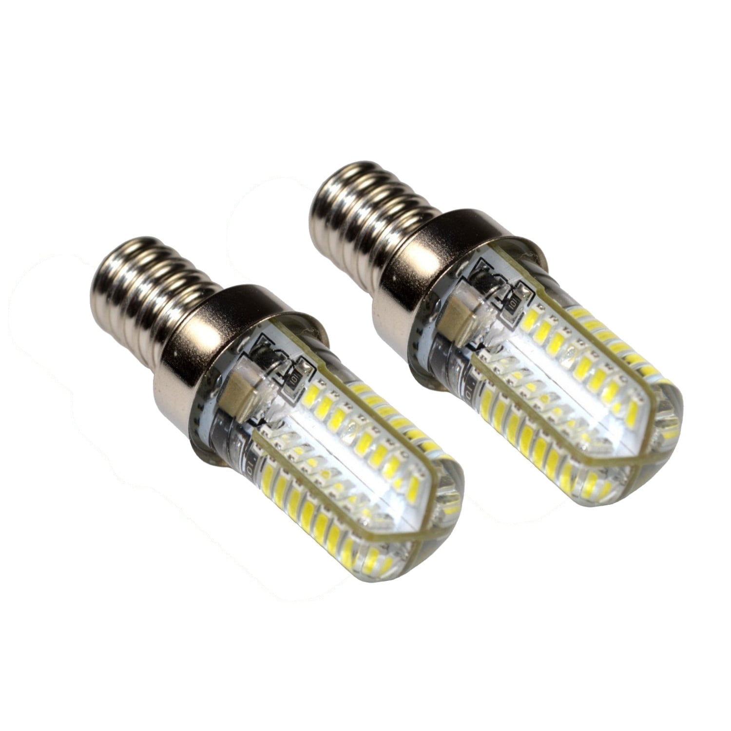 HQRP 2-Pack E12 Base 64 SMD3014 LED Bulbs AC 110V Cool White for microwave / refrigerator / ice maker / fridge / beverage center lights