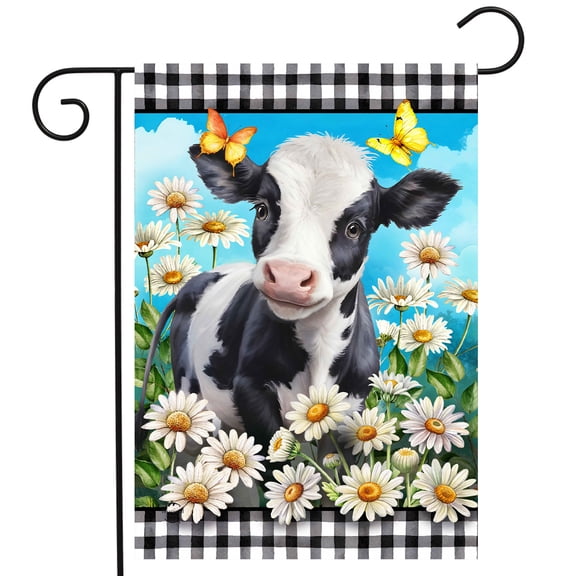 Briarwood Lane Checkered Cow Garden Flag