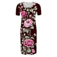 thumbnail image 4 of Delliss Women's Maternity Dress - Printed Fitted Stretch short Sleeve W/Ruched S-XL, 4 of 6