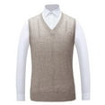 thumbnail image 2 of FINALGANG Men Sweater Vest Solid Color Sleeveless V Neck Knitted Vest Plain Pullover Tops Office Casual Daily Outdoor Wear Fashionable Knitwear, 2 of 6