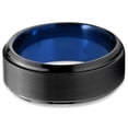 thumbnail image 2 of P. Manoukian Tungsten Wedding Band Ring 8mm for Men Women Blue Black Beveled Edge Brushed Polished Lifetime Guarantee Size 12.5, 2 of 3