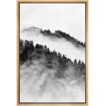 thumbnail image 3 of PixonSign Framed Canvas Print Wall Art Mist Between Mountain Peaks Nature Wilderness Photography Realism Contemporary Scenic Dark Black and White for Living Room, Bedroom, Office - 24x36 Natural, 3 of 5