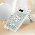 thumbnail image 6 of CCSmaller Glitter Clear Sparkly Bling Case for Google Pixel 7a , Flowing Liquid Quicksand Cover with Diamond Ring Holder Case for Google Pixel 7a LSZ Silver, 6 of 8