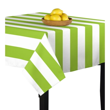 - Fabric Textile Products Lime & White Cabana Tablecloth 70