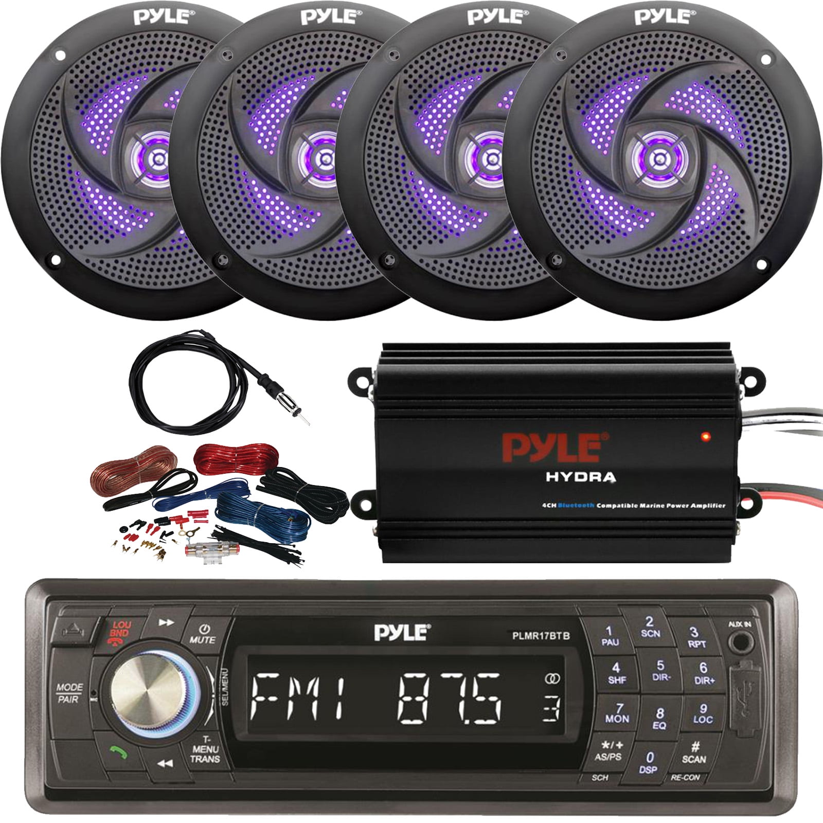 *KIT* Pyle Marine Head-Unit AM/FM/USB/SD MP3 Player w/ 2 x 100W 4'' Speakers *KIT* Pyle Marine Head-Unit AM/FM/USB/SD MP3 Player w/ 2 x 100W 4'' Speakers