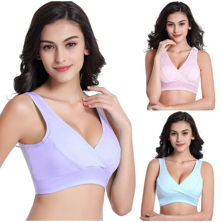 

asdoklhq Sports Bras for Women Pregnancy Maternity Nursing Wirefree Sleep Breastfeeding Bras 3 Pack