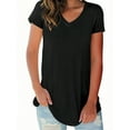 thumbnail image 5 of (2 pack) Liher Tops for Women Short Sleeve V-Neck Basic T-shirts Lounge Baggy Lightweight Soft Blouse Black Tee Clothes Size XXL, 5 of 7