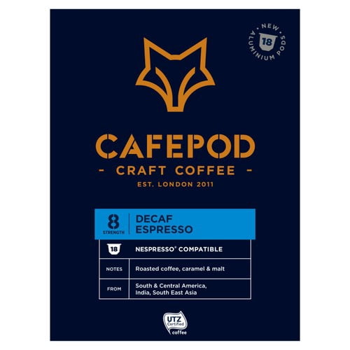 CafePod Decaf Brunch Blend Nespresso Compatible Aluminium Coffee Pods 18, 18 pods per pack, British Import (Pack of 3)